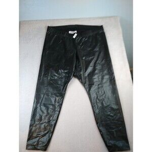 New Old Navy Black Faux Leather Pull On Pants Women's XXL Elastic Waist Skinny A